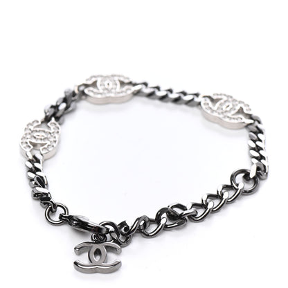 Chanel Crystal CC Chain Bracelet Silver 2 of 3