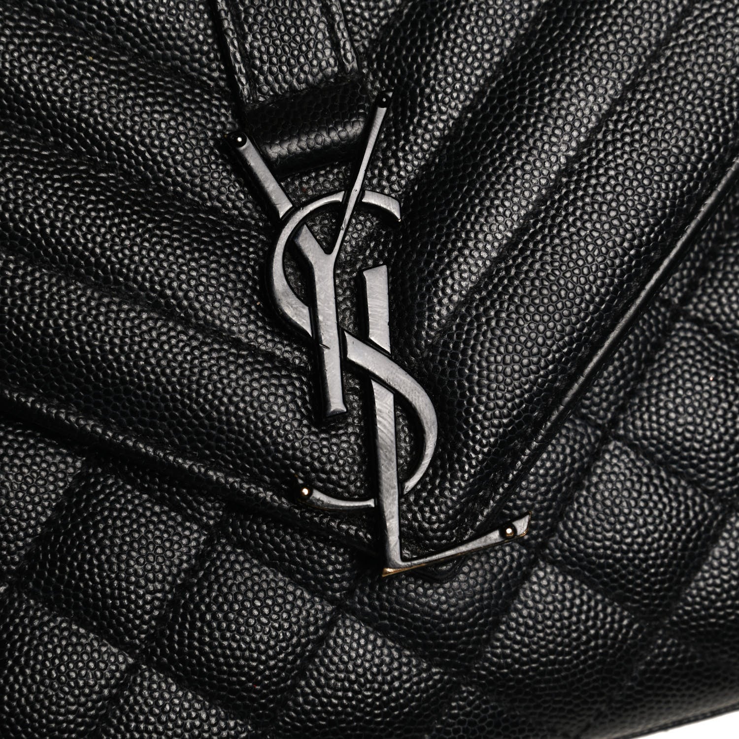 Saint Laurent Grain De Poudre Textured Mixed Matelasse Triquilt Medium Monogram Satchel Black 11 of 13