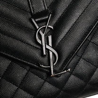 Saint Laurent Grain De Poudre Textured Mixed Matelasse Triquilt Medium Monogram Satchel Black 11 of 13