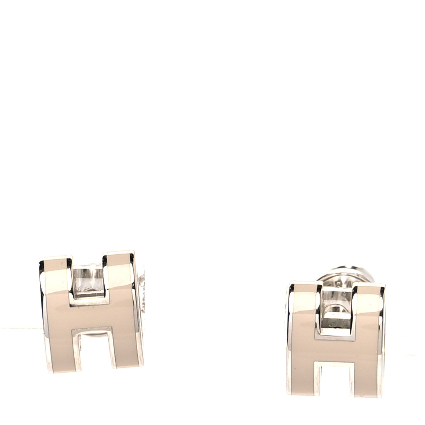 Palladium Lacquered Mini Pop H Earrings Marron Glace