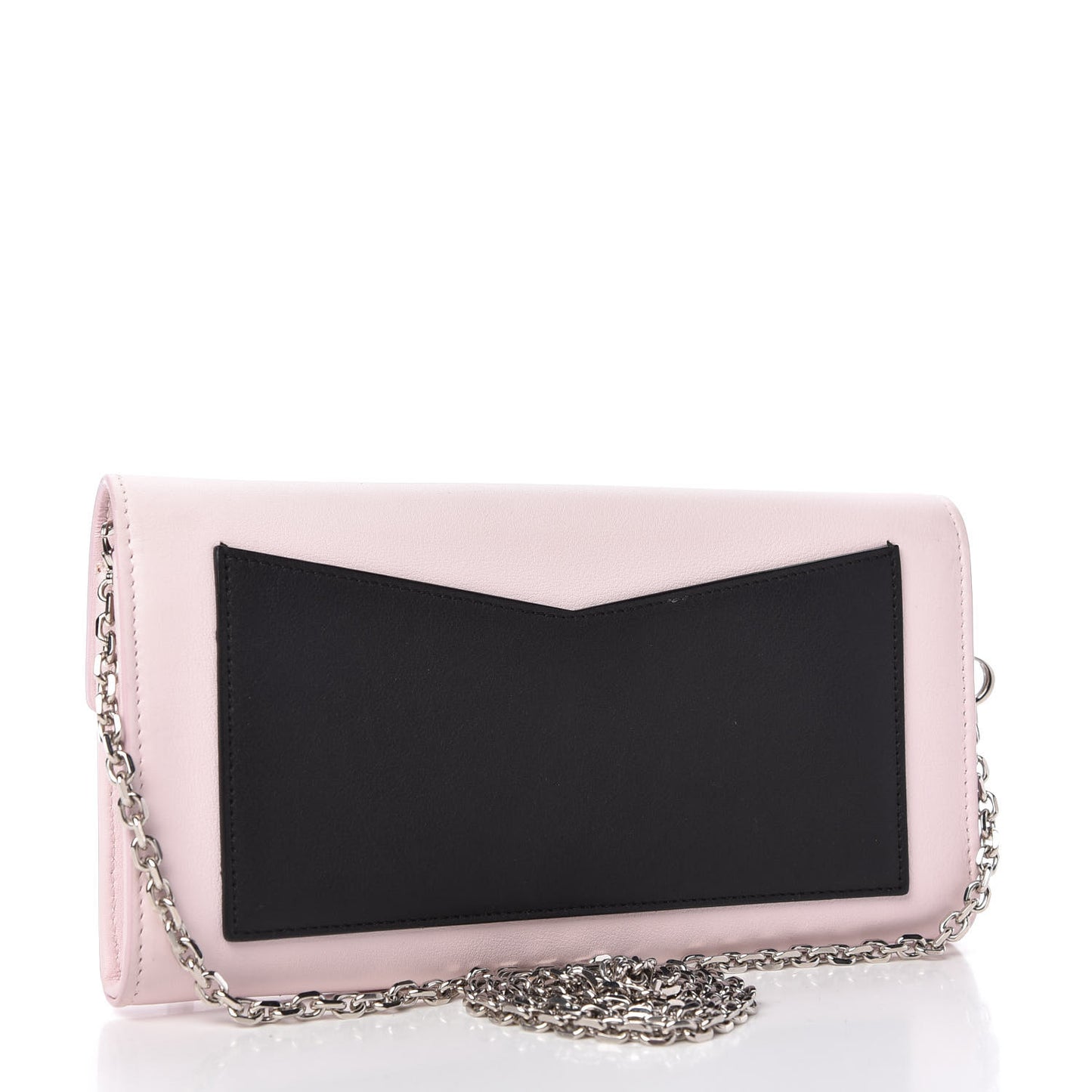 Calfskin Tri-Color Wallet On Chain Pink