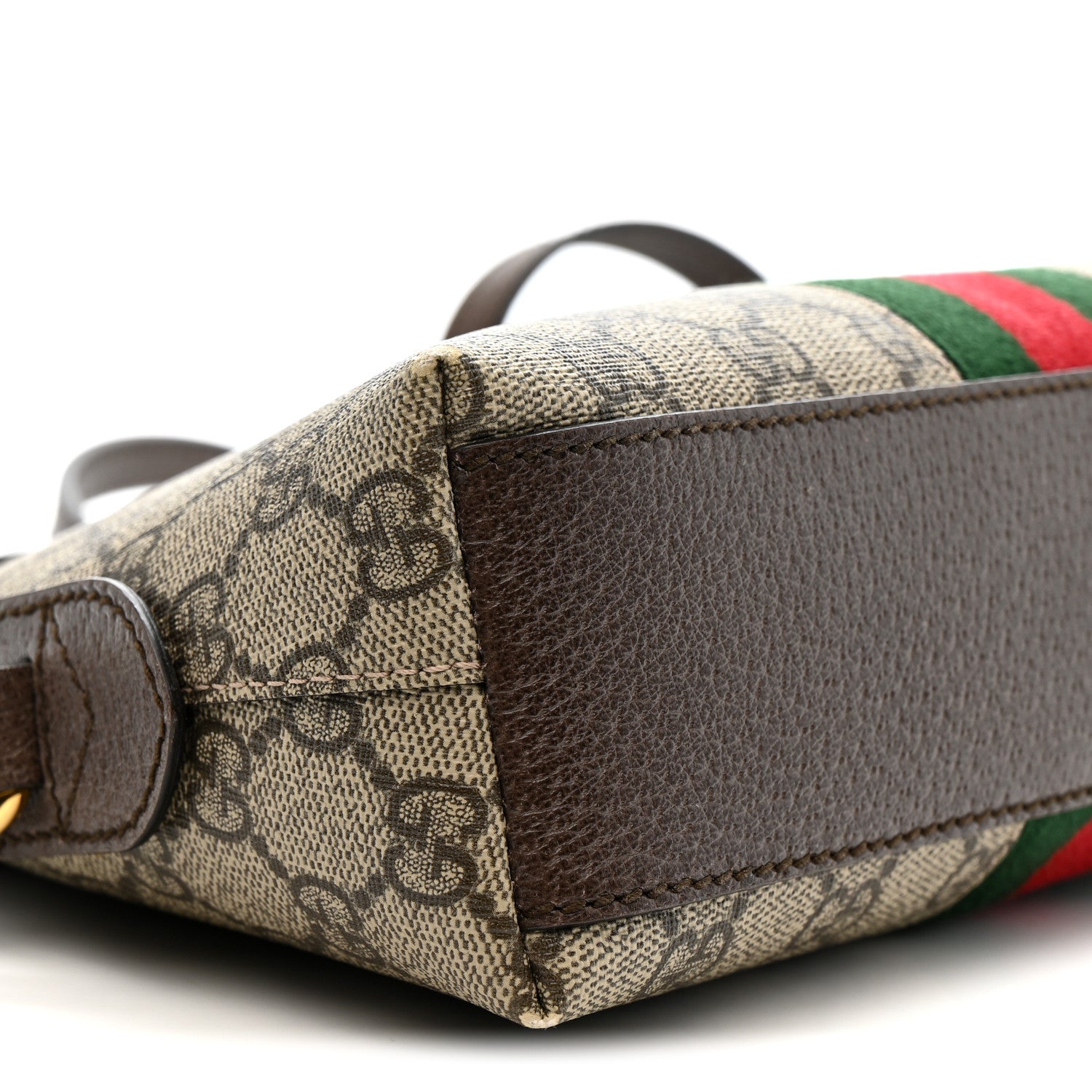 Gucci GG Supreme Monogram Textured Dollar Calfskin Web Small Ophidia Dome Shoulder Bag Beige Ebony New Acero 9 of 13