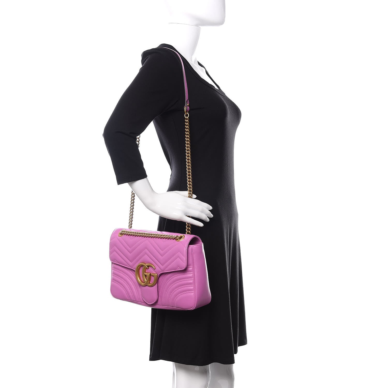 Gucci Calfskin Matelasse Medium GG Marmont Shoulder Bag Candy Mousse 2 of 10