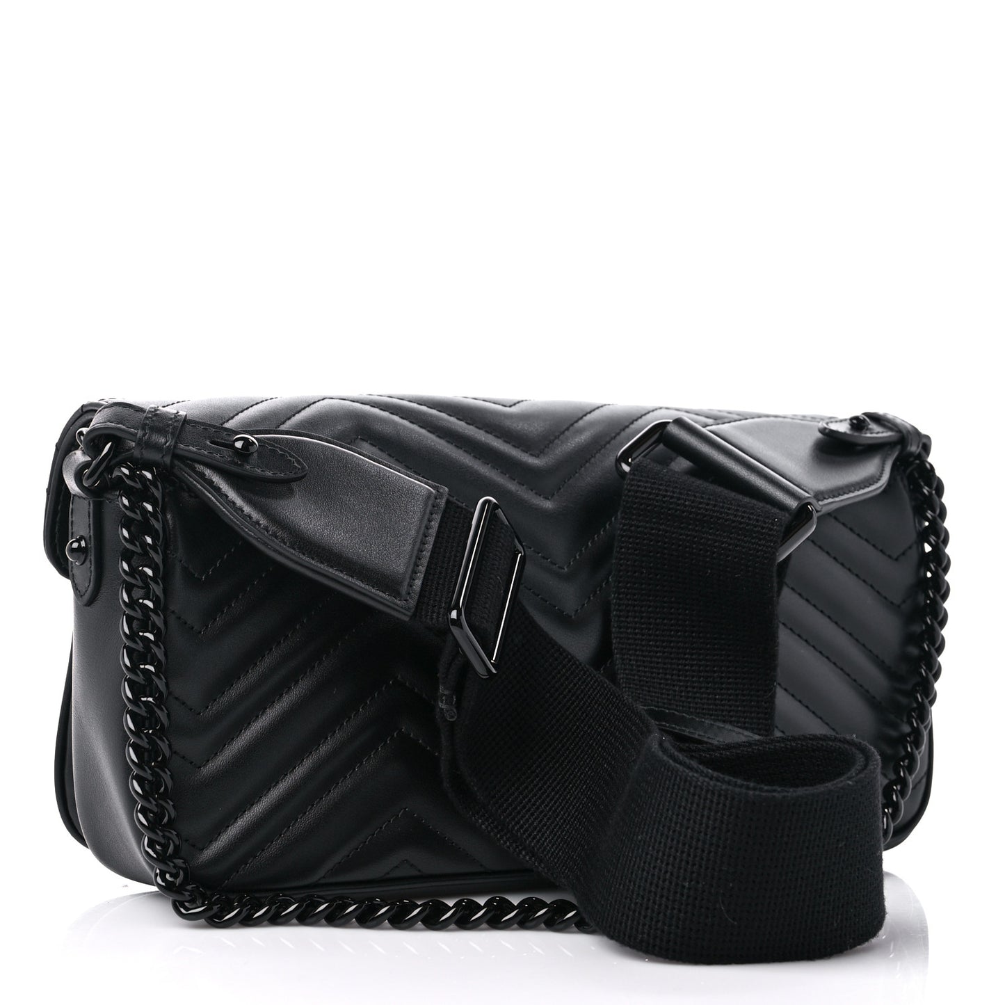 Calfskin Matelasse Monochrome GG Marmont Crossbody Shoulder Bag Black