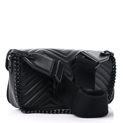 Gucci Calfskin Matelasse Monochrome GG Marmont Crossbody Shoulder Bag Black 3 of 8