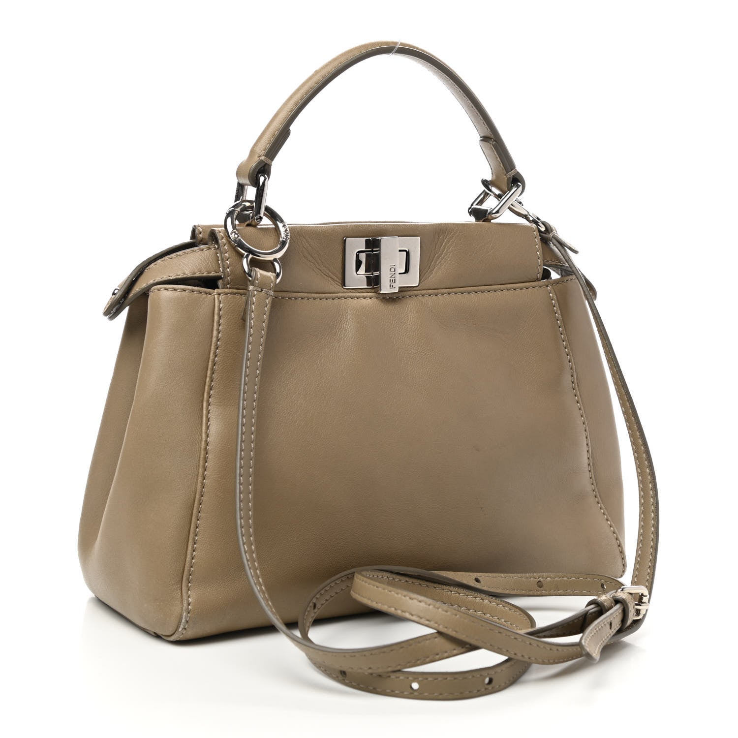 Fendi Nappa Mini Peekaboo Iconic Satchel Tortora 2 of 10