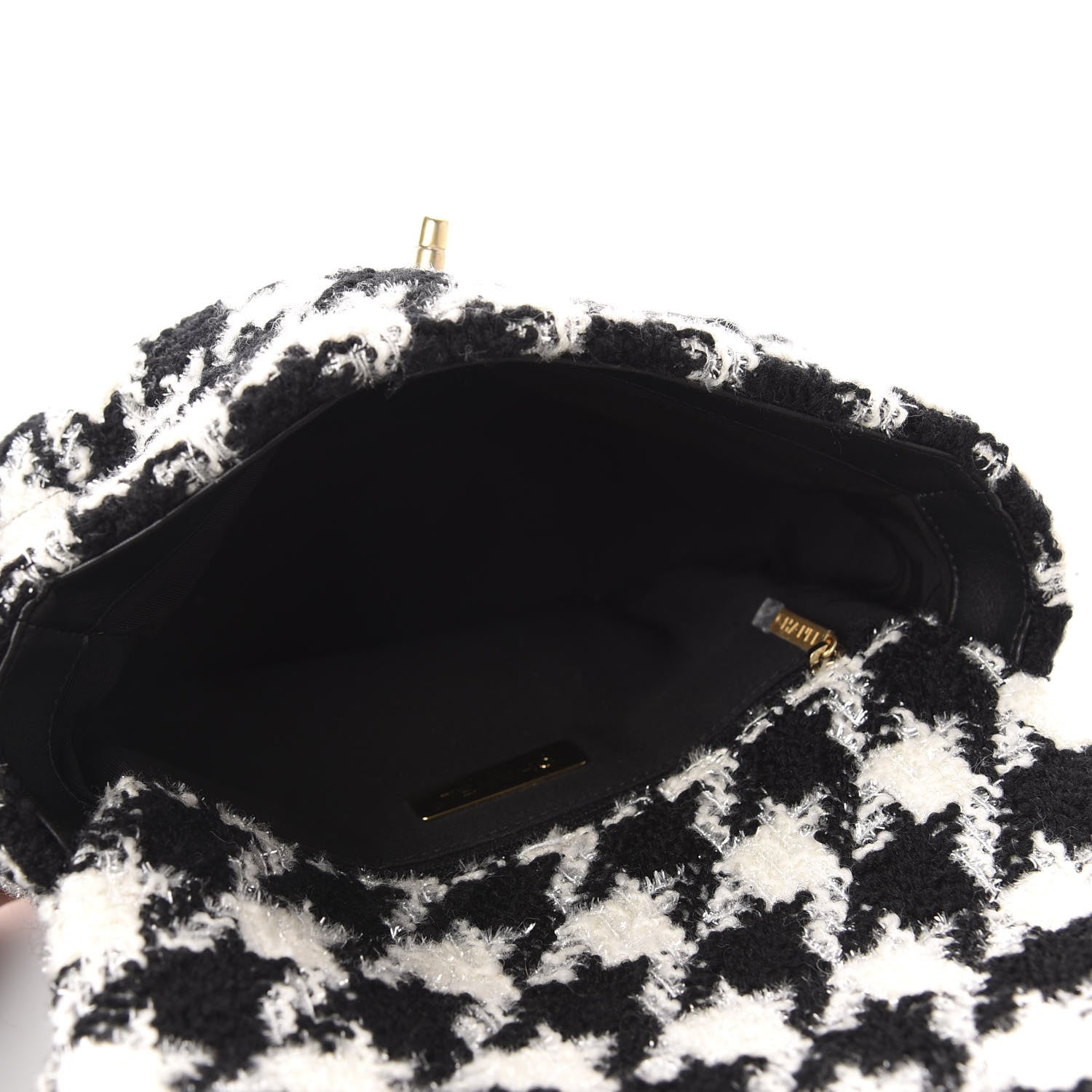 Chanel Tweed Quilted Medium 19 Flap Black Ecru White 5 of 11