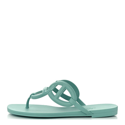 Hermes Rubber Womens Egerie Sandals 36 Vert Embrun 1 of 7