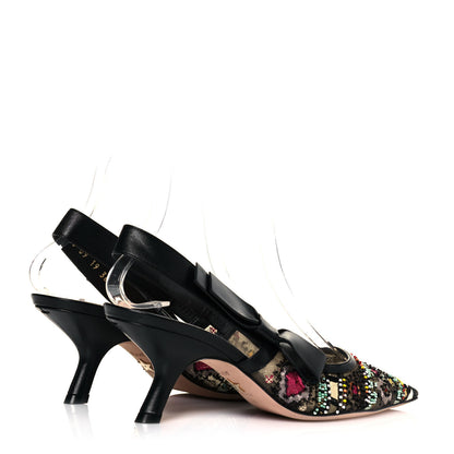 Christian Dior Embroidered Calfskin Beaded Sweet D Sling-Back Pumps 36 Multicolor 4 of 8