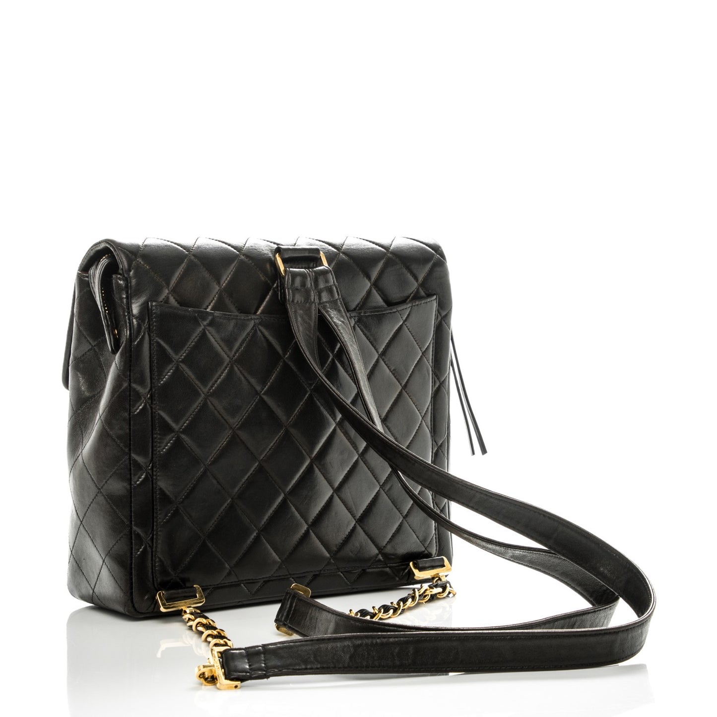 Lambskin Quilted Backpack Black