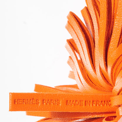 Hermes Lambskin Carmen Tassel Key Holder Orange 5 of 5
