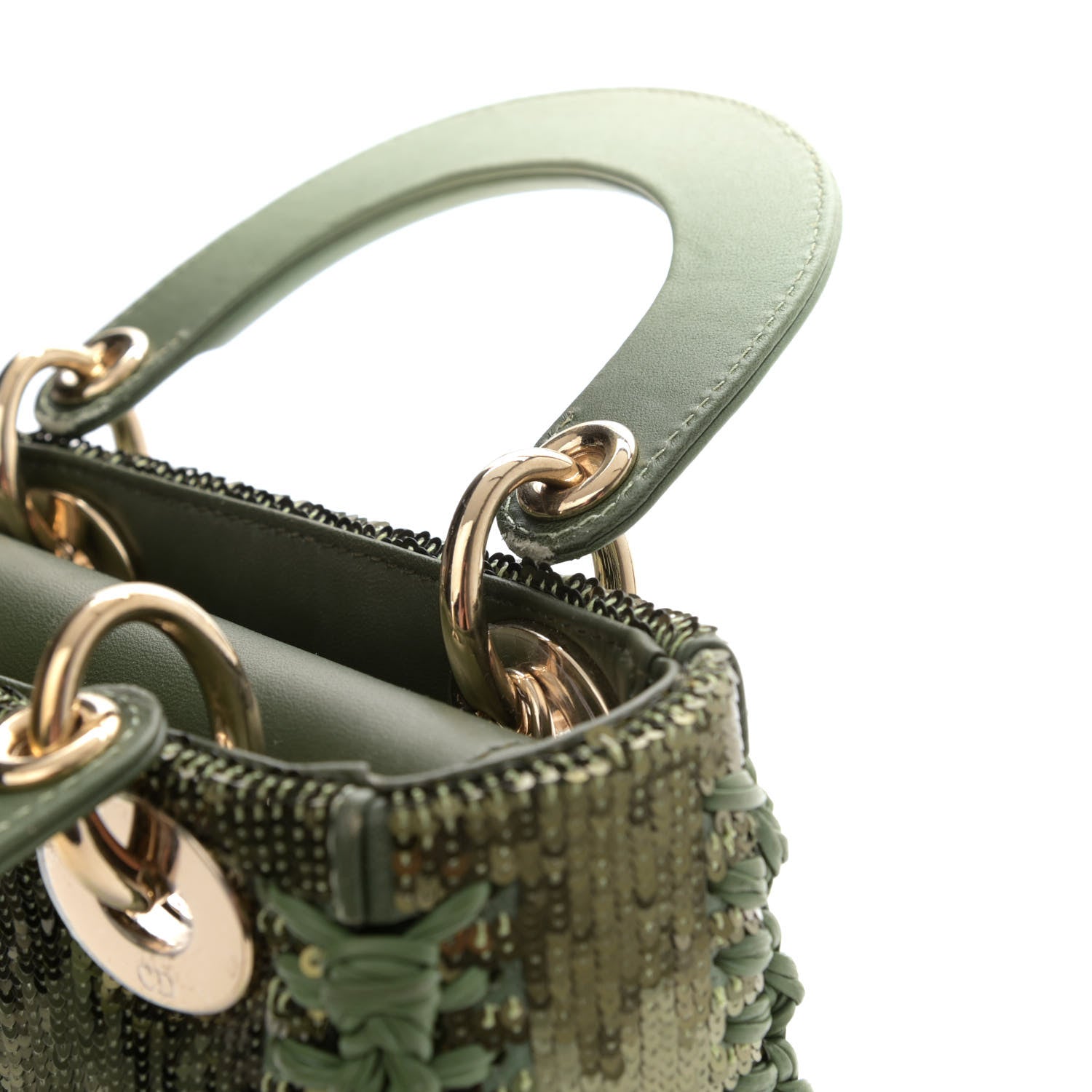 Christian Dior Calfskin Sequin Gradient Stitched Mini Lady Dior Green 13 of 13