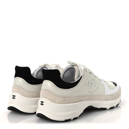 Chanel Calfskin Suede CC Womens Sneakers 39.5 White Black 5 of 11