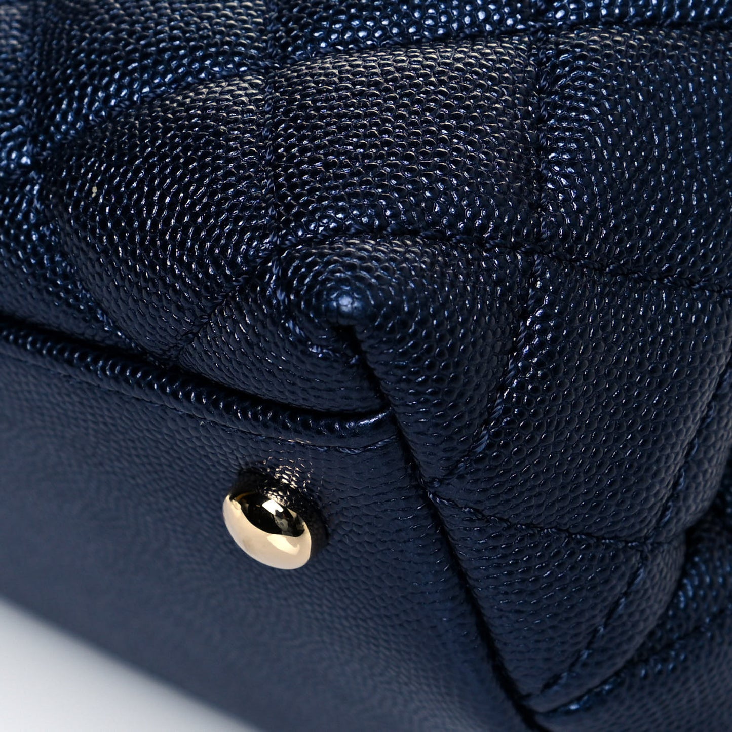 Iridescent Caviar Quilted Small Coco Handle Flap Dark Blue