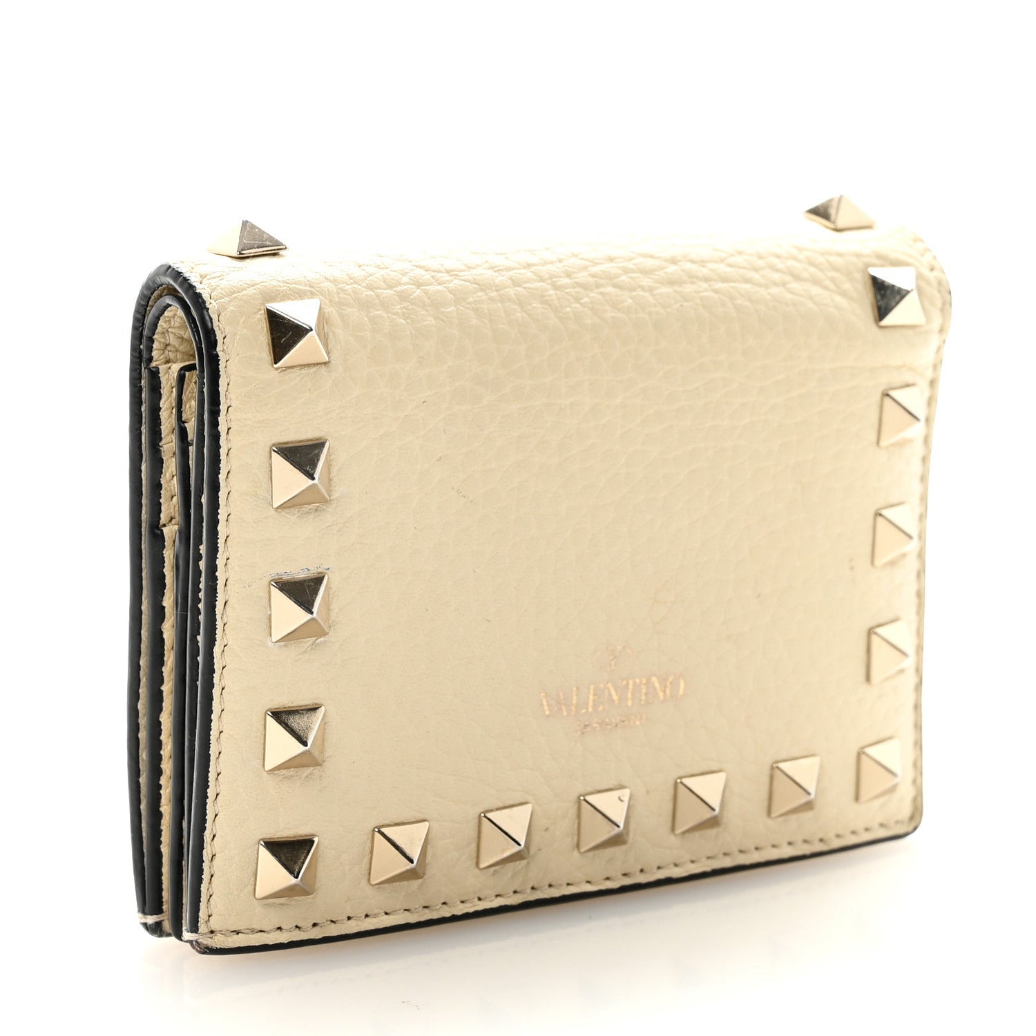 Valentino Garavani Calfskin Rockstud Bi-Fold Card Holder Ivory 3 of 8