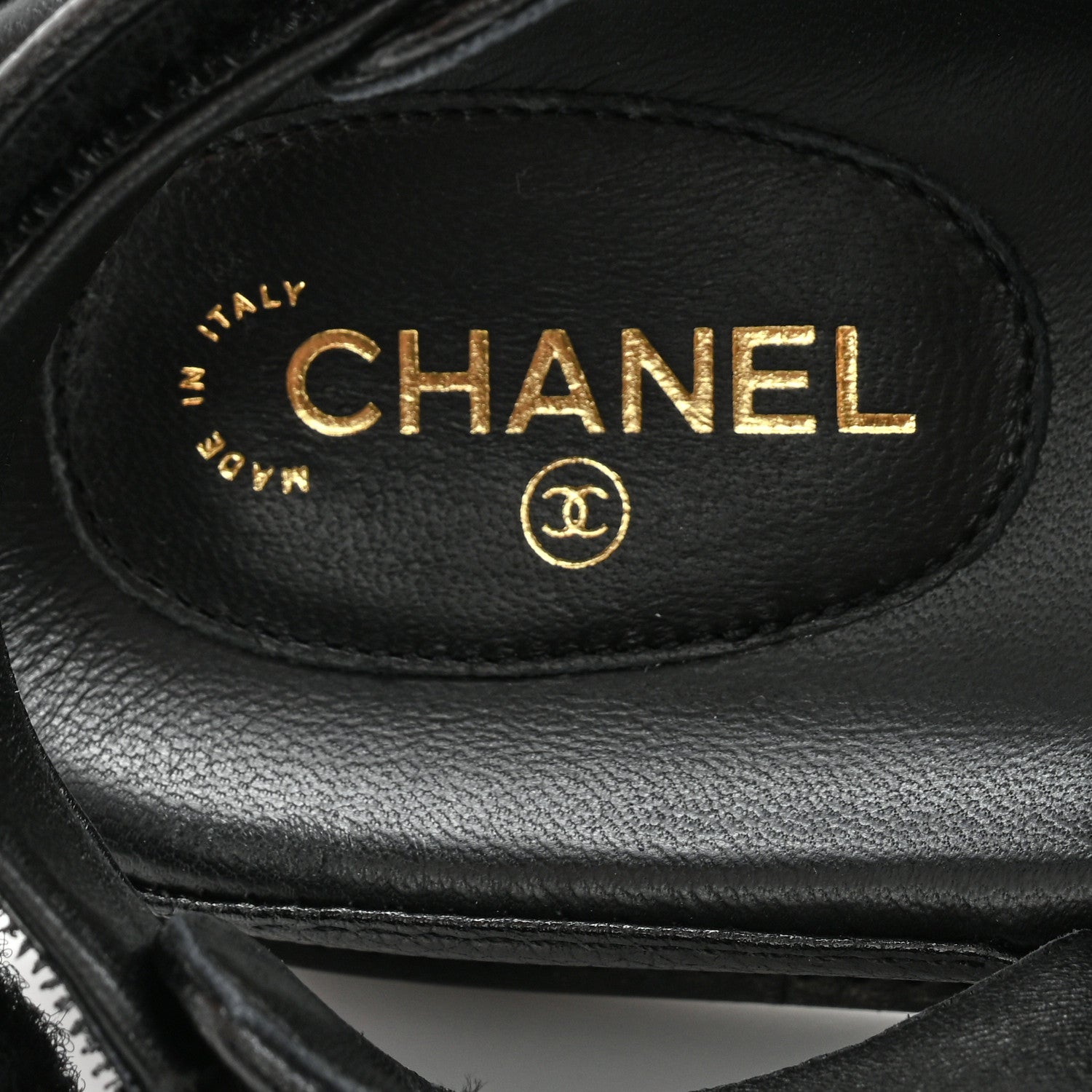 Chanel Grained Calfskin Velcro Dad Sandals 37 Black 6 of 9