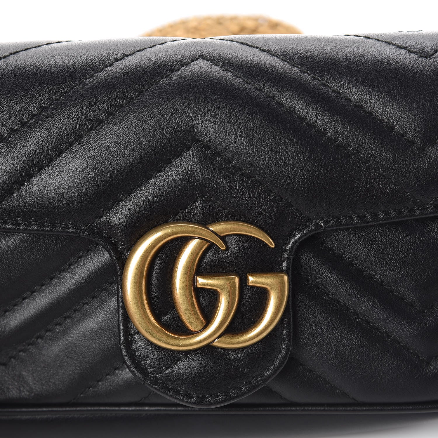Gucci Calfskin Matelasse Super Mini GG Marmont Shoulder Bag Black 10 of 10