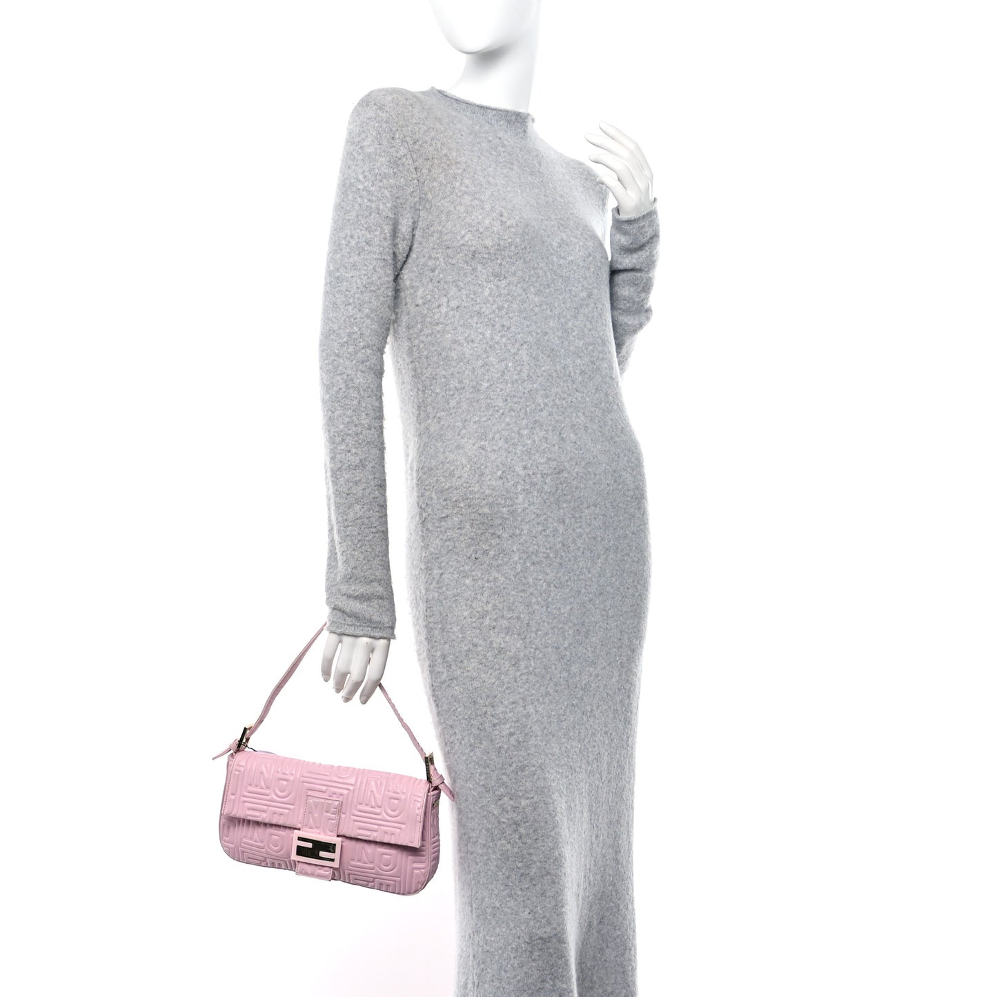 Nappa Logo Embossed Baguette Pink
