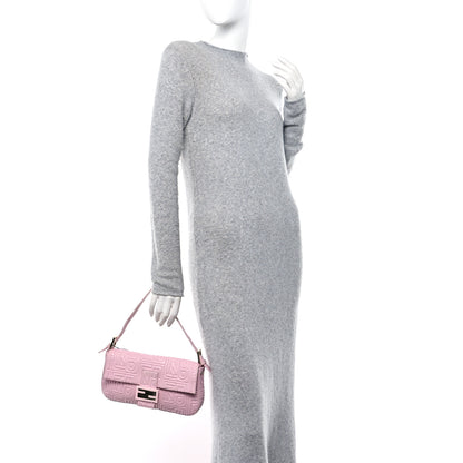 Fendi Nappa Logo Embossed Baguette Pink 2 of 14