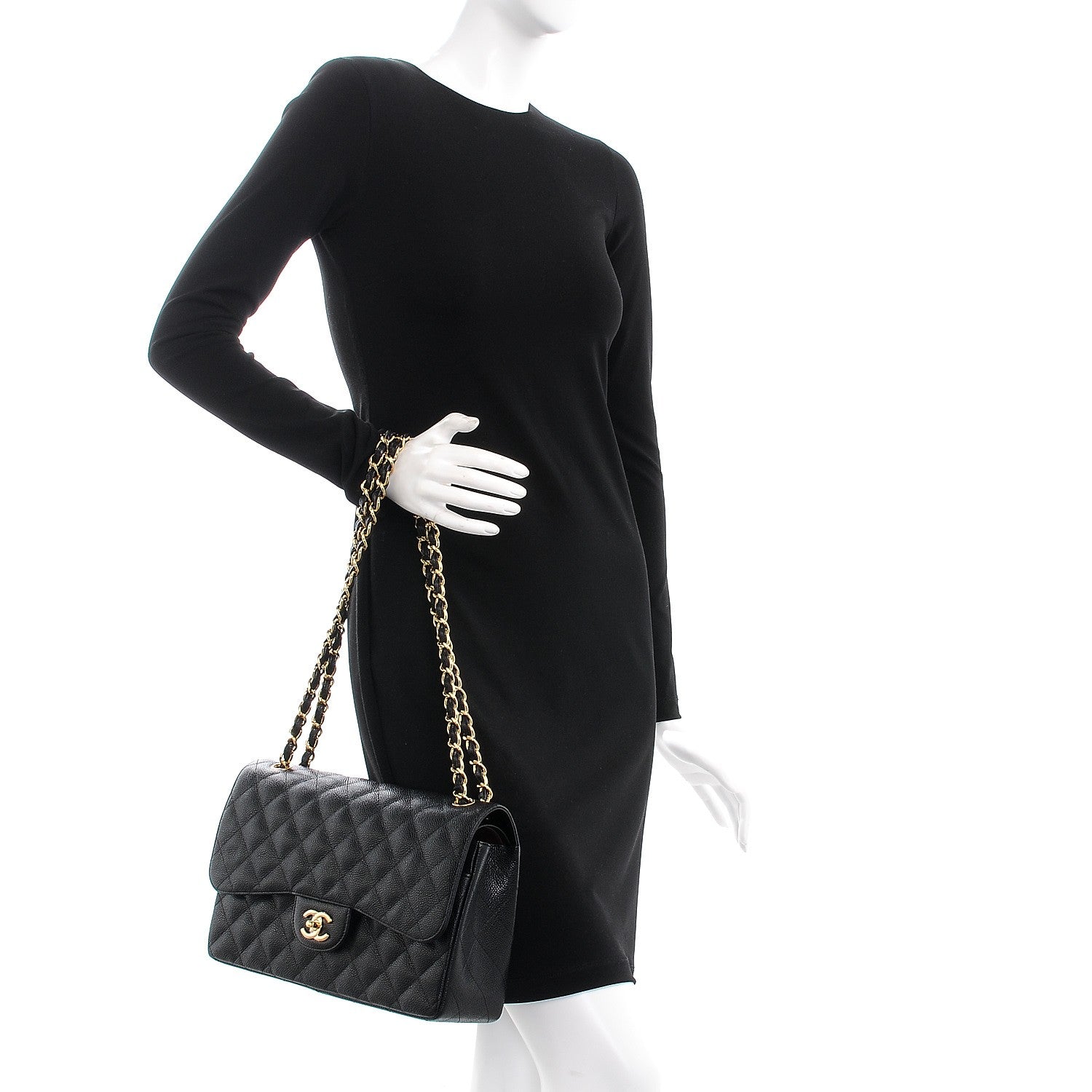 Chanel Caviar Quilted Jumbo Double Flap Black 3 of 9