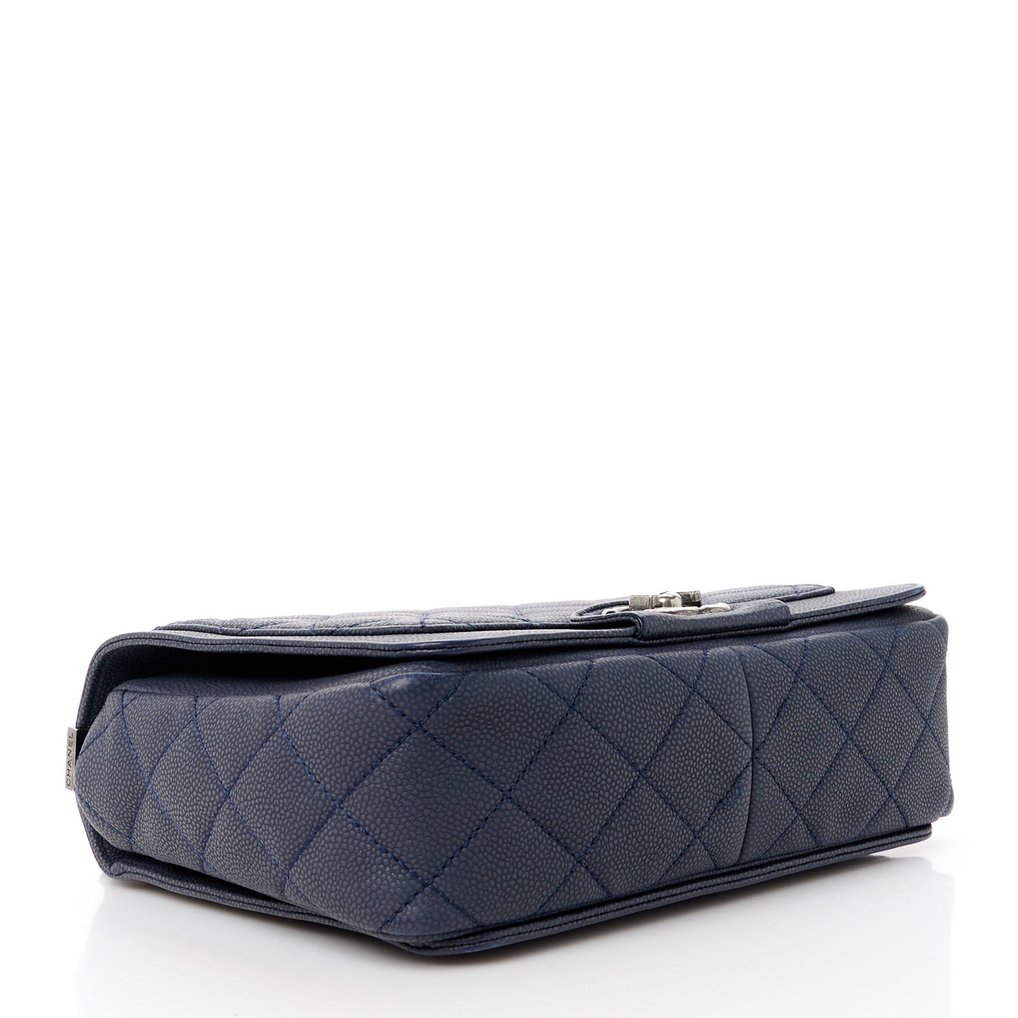 Washed Caviar Quilted Small Square Turn Around Ligne Flap Navy