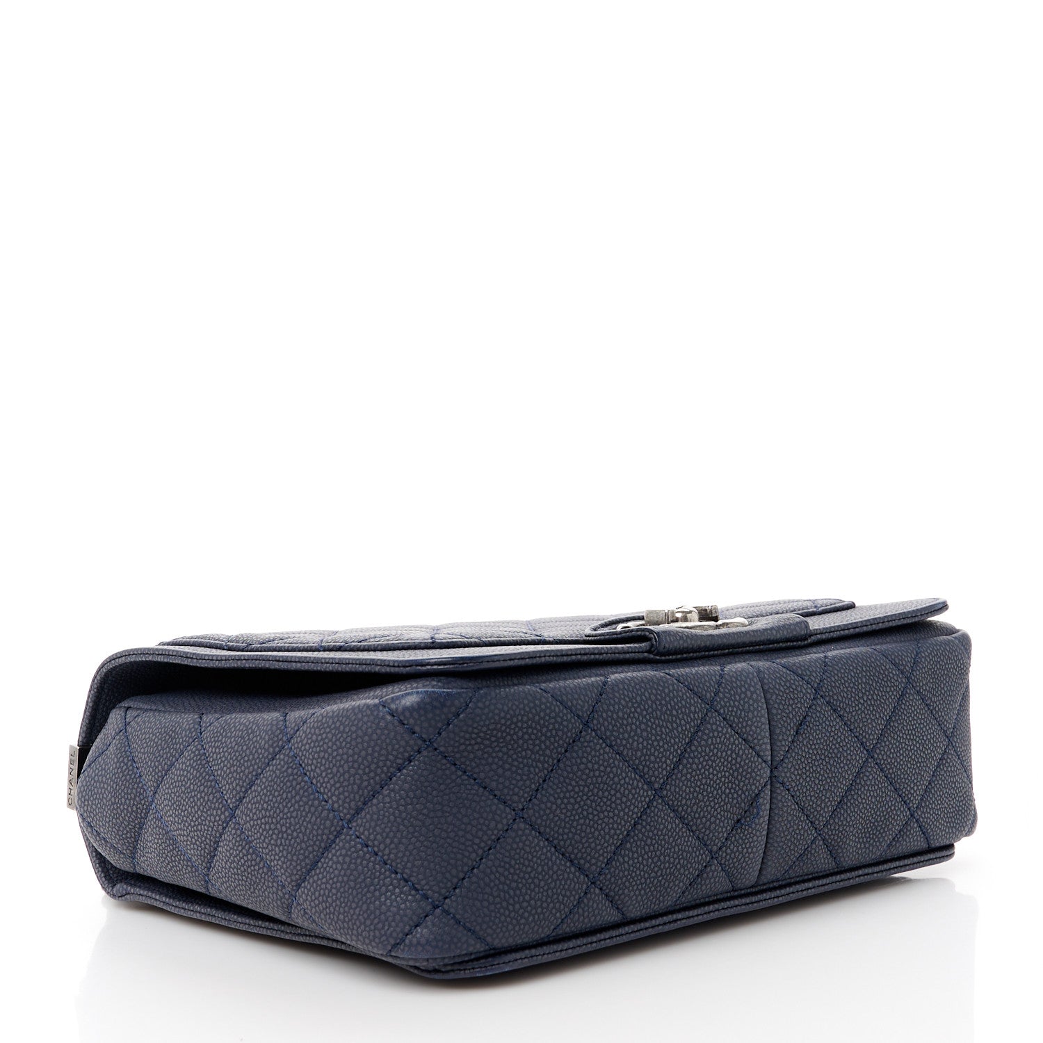 Chanel Washed Caviar Quilted Small Square Turn Around Ligne Flap Navy 5 of 12