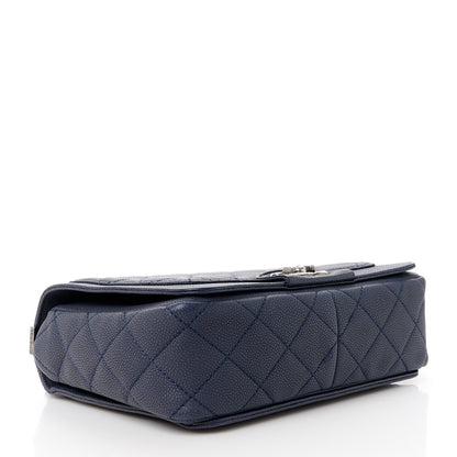Chanel Washed Caviar Quilted Small Square Turn Around Ligne Flap Navy 5 of 12