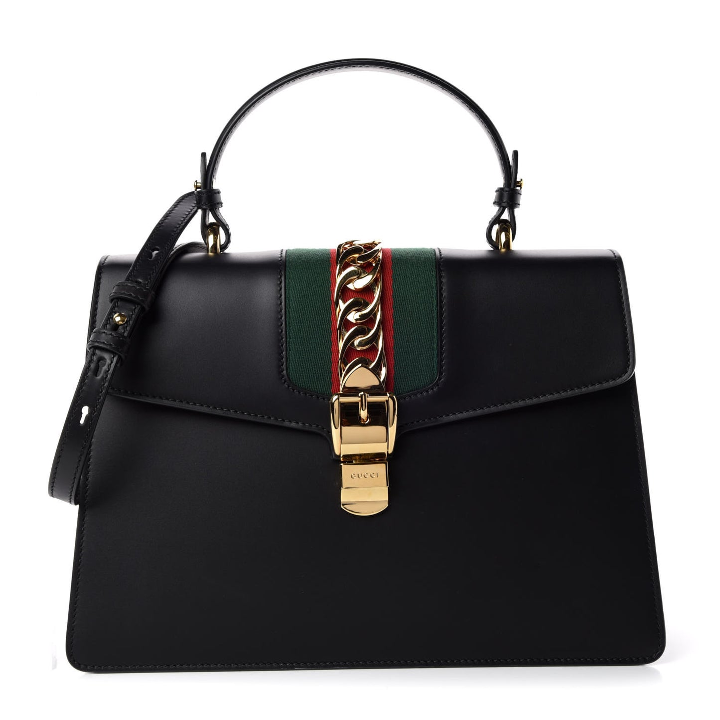 Calfskin Medium Sylvie Top Handle Bag Black