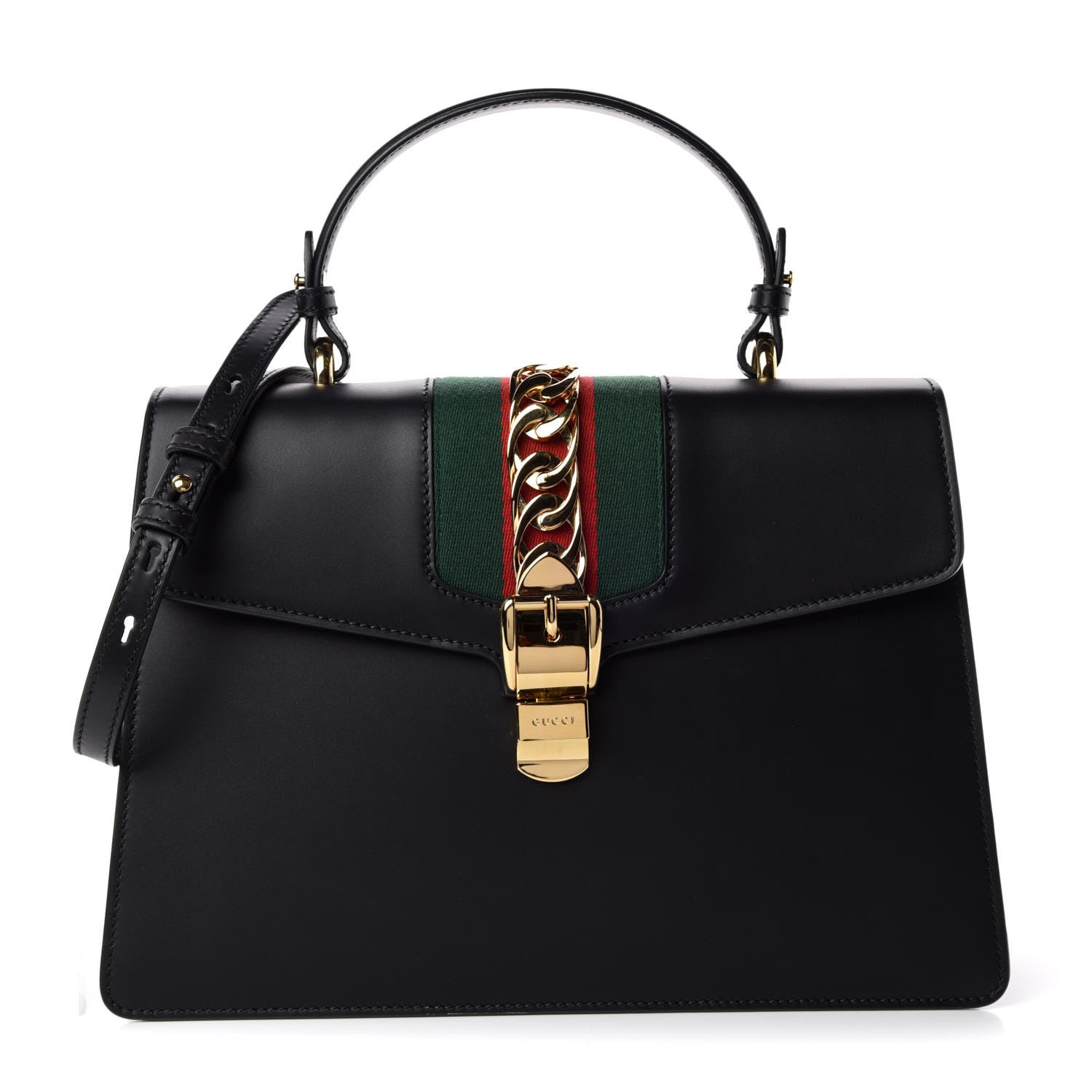 Gucci Calfskin Medium Sylvie Top Handle Bag Black 1 of 9