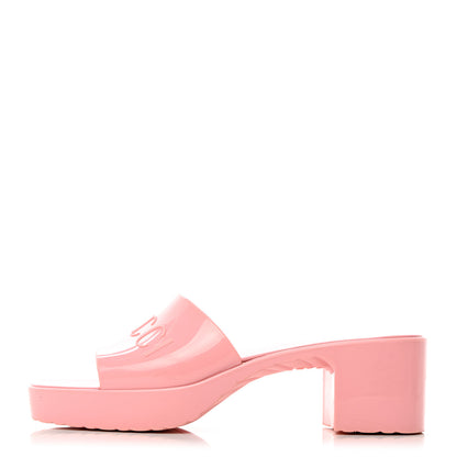 Gucci Rubber Gucci Logo Womens Platform 20/60mm Slide Sandals 36 Wild Rose 1 of 8