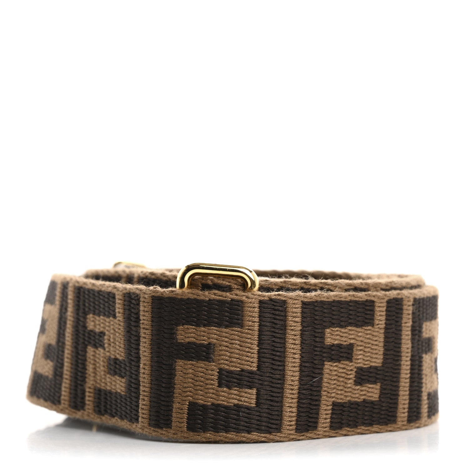 Fendi Ribbon Vitello Century FF 1974 Flat Studded Strap You Fango Marrone Ebano 2 of 6