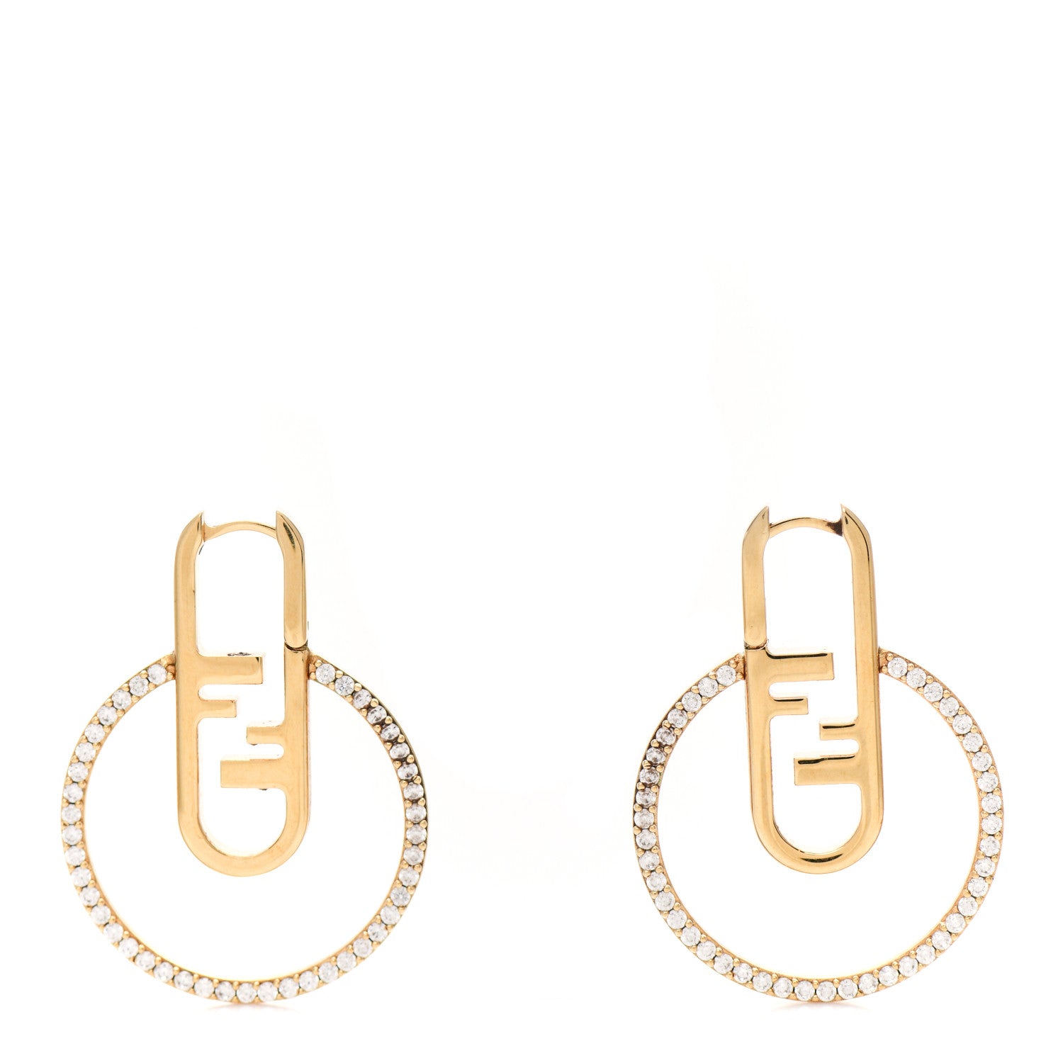 Fendi Metal FF O'Lock Hoop Earrings Gold 1 of 3
