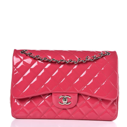 Chanel Patent Quilted Jumbo Double Flap Pink 1 of 8