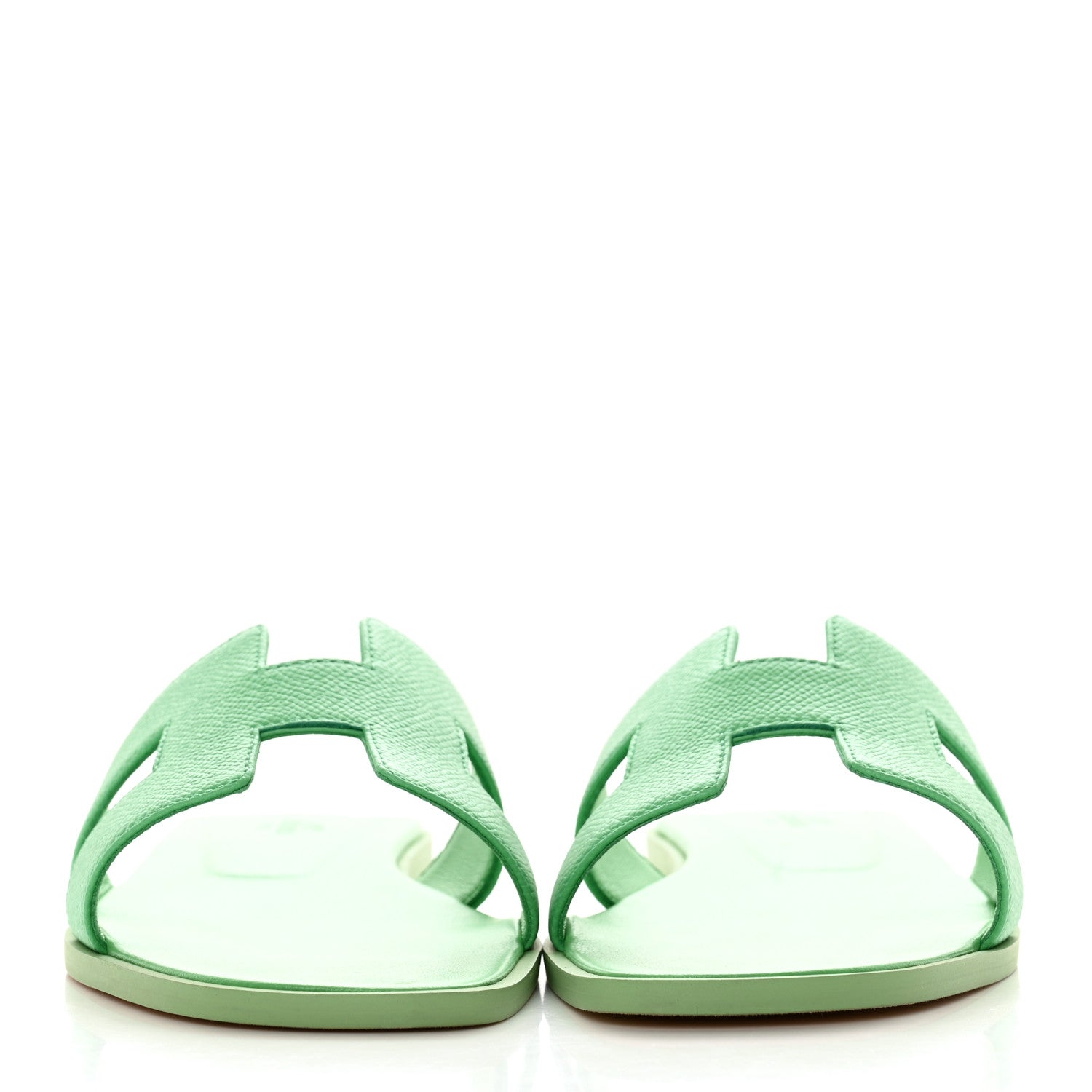 Hermes Epsom Oran Sandals 39.5 Vert Pomme 2 of 9