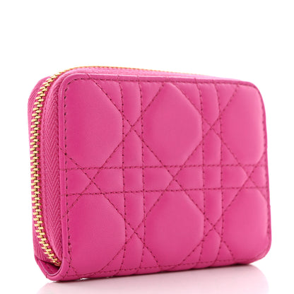 Christian Dior Lambskin Cannage Mini Lady Dior Zip Portemonnaie Rani Pink 3 of 9