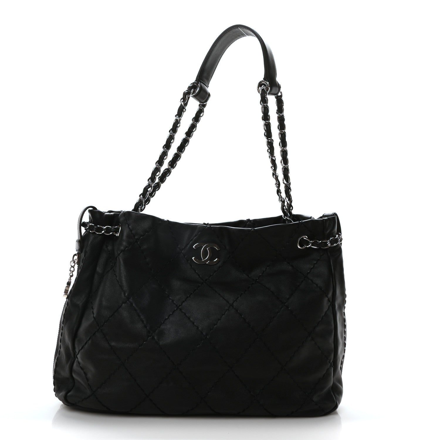 Chanel Lambskin Stitched Expandable Tote Black 1 of 10