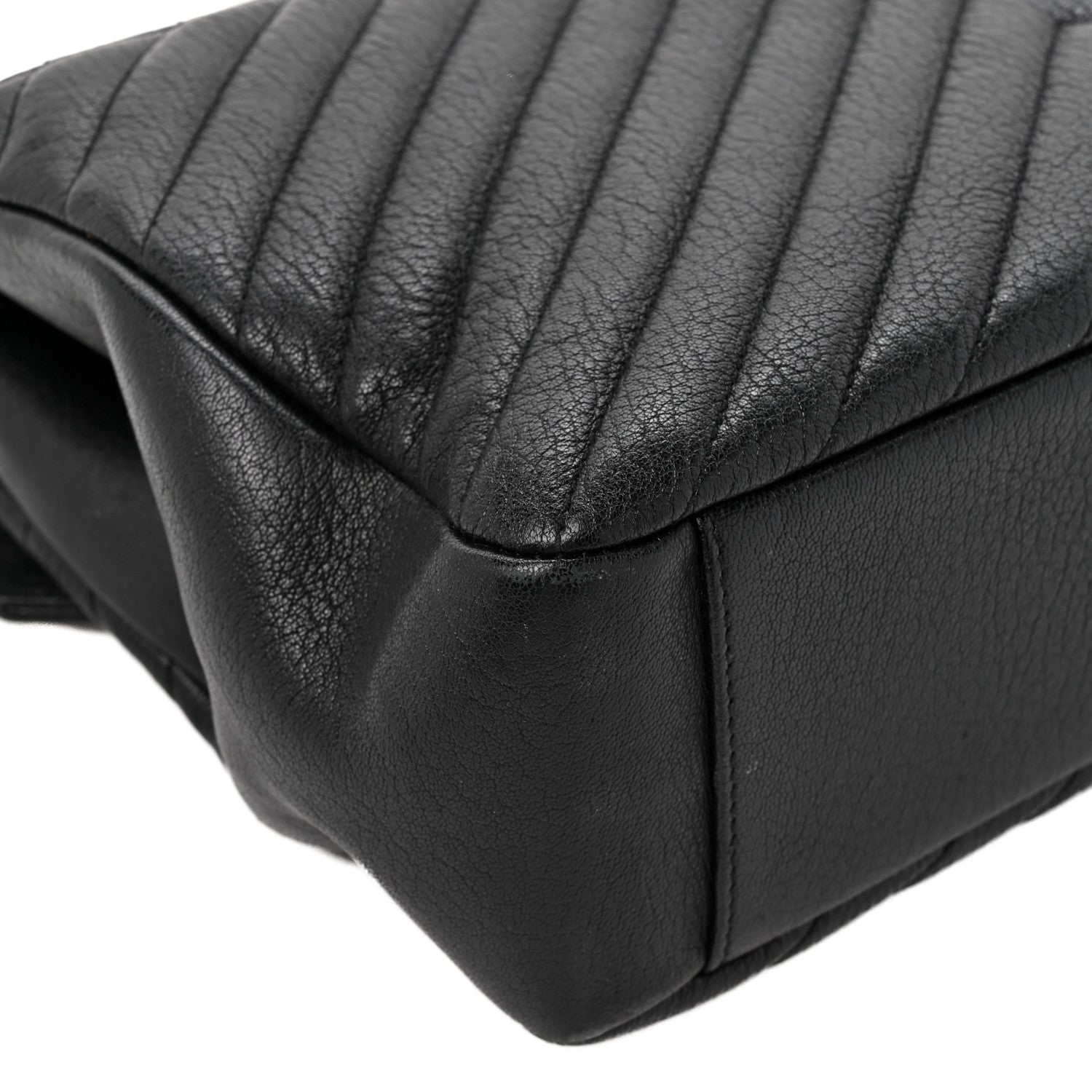 Saint Laurent Sheepskin Matelasse Chevron Monogram Large College Satchel Black 12 of 15