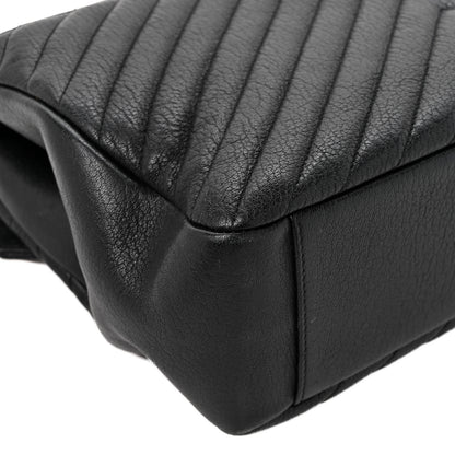 Saint Laurent Sheepskin Matelasse Chevron Monogram Large College Satchel Black 12 of 15