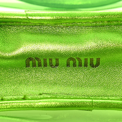 Miu Miu Metallic Nappa Plexi Vinyl Mini Top Handle Crossbody Felce Mordore 6 of 10