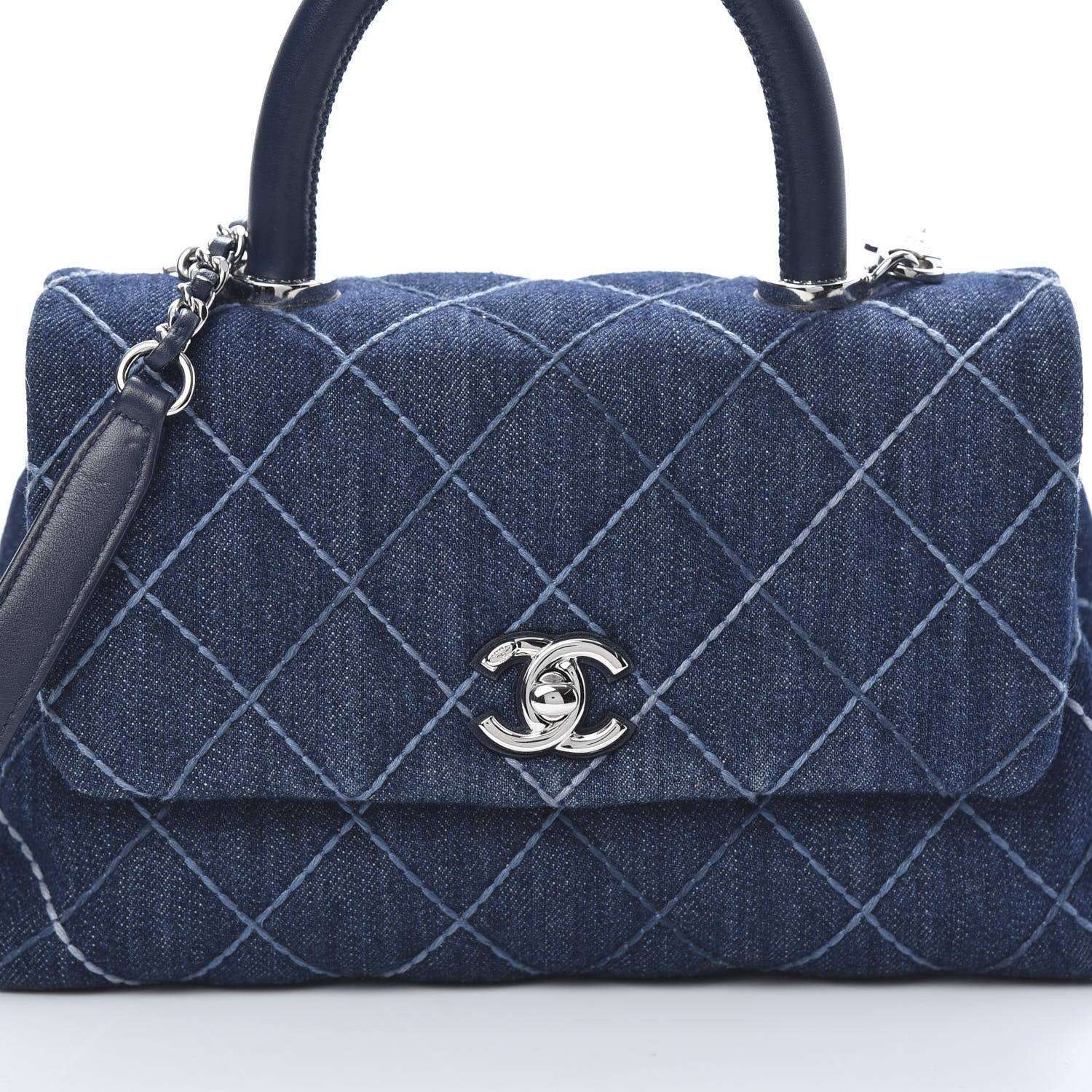 Chanel Denim Quilted Mini Coco Handle Flap Blue 8 of 14