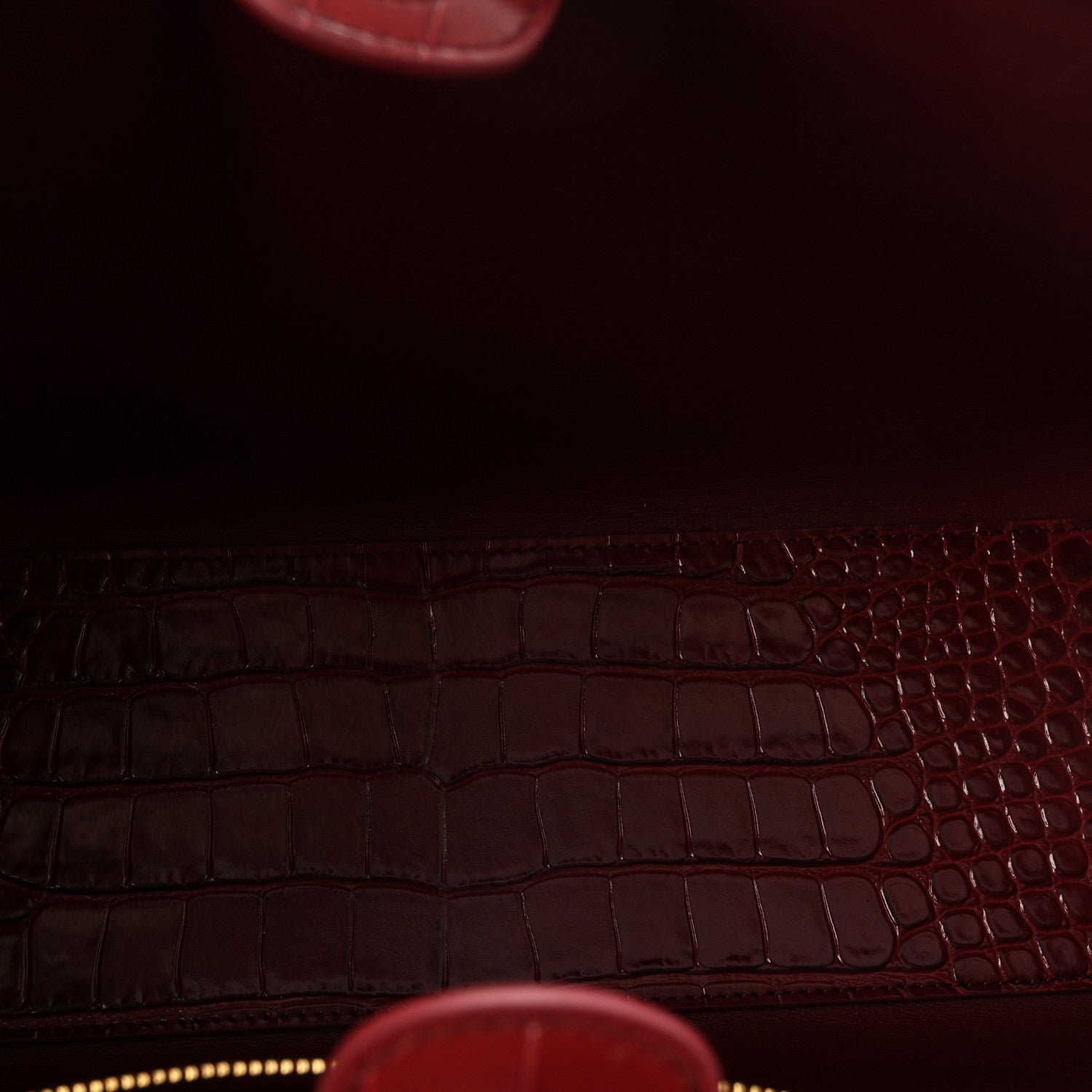 Chanel Calfskin Crocodile Embossed Archetype Small Shopping Tote Burgundy 5 of 10