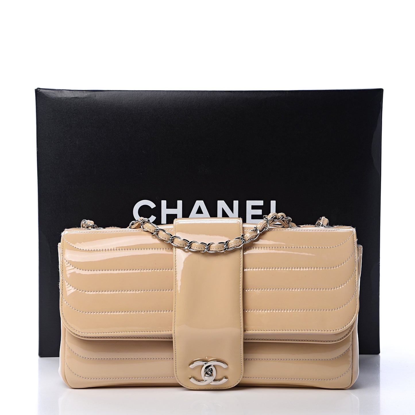 Patent Horizontal Quilted Jumbo Single Flap Pink
