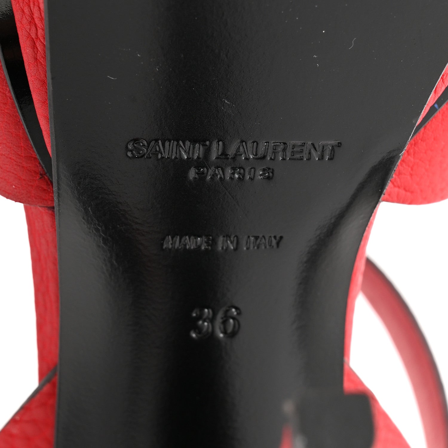Saint Laurent Grained Calfskin Tribute 105 Platform Sandals 36 New Red 7 of 10