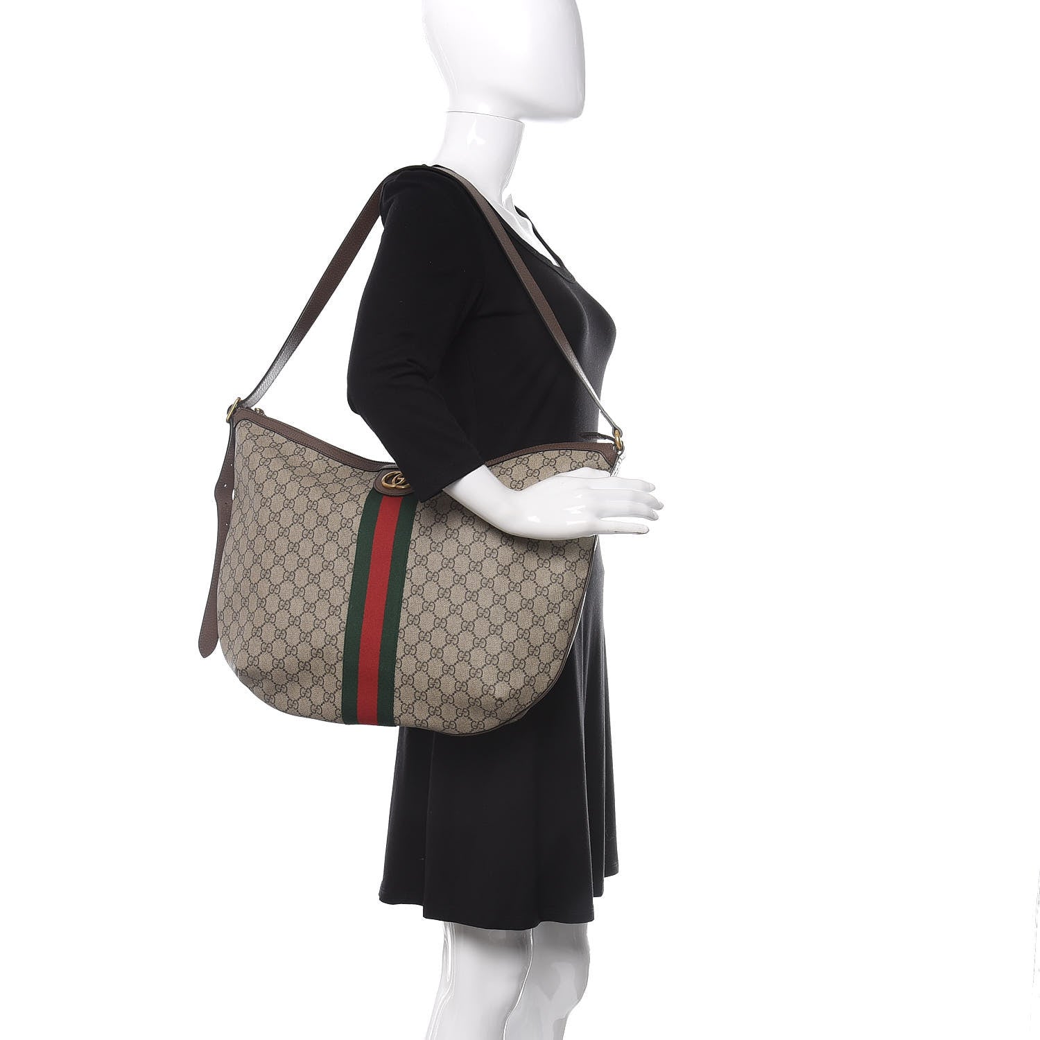 Gucci GG Supreme Monogram Web Ophidia Half Moon Hobo Brown 2 of 14