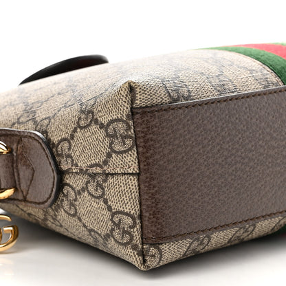 Gucci GG Supreme Monogram Textured Dollar Calfskin Web Small Ophidia Dome Shoulder Bag Beige Ebony New Acero 8 of 10