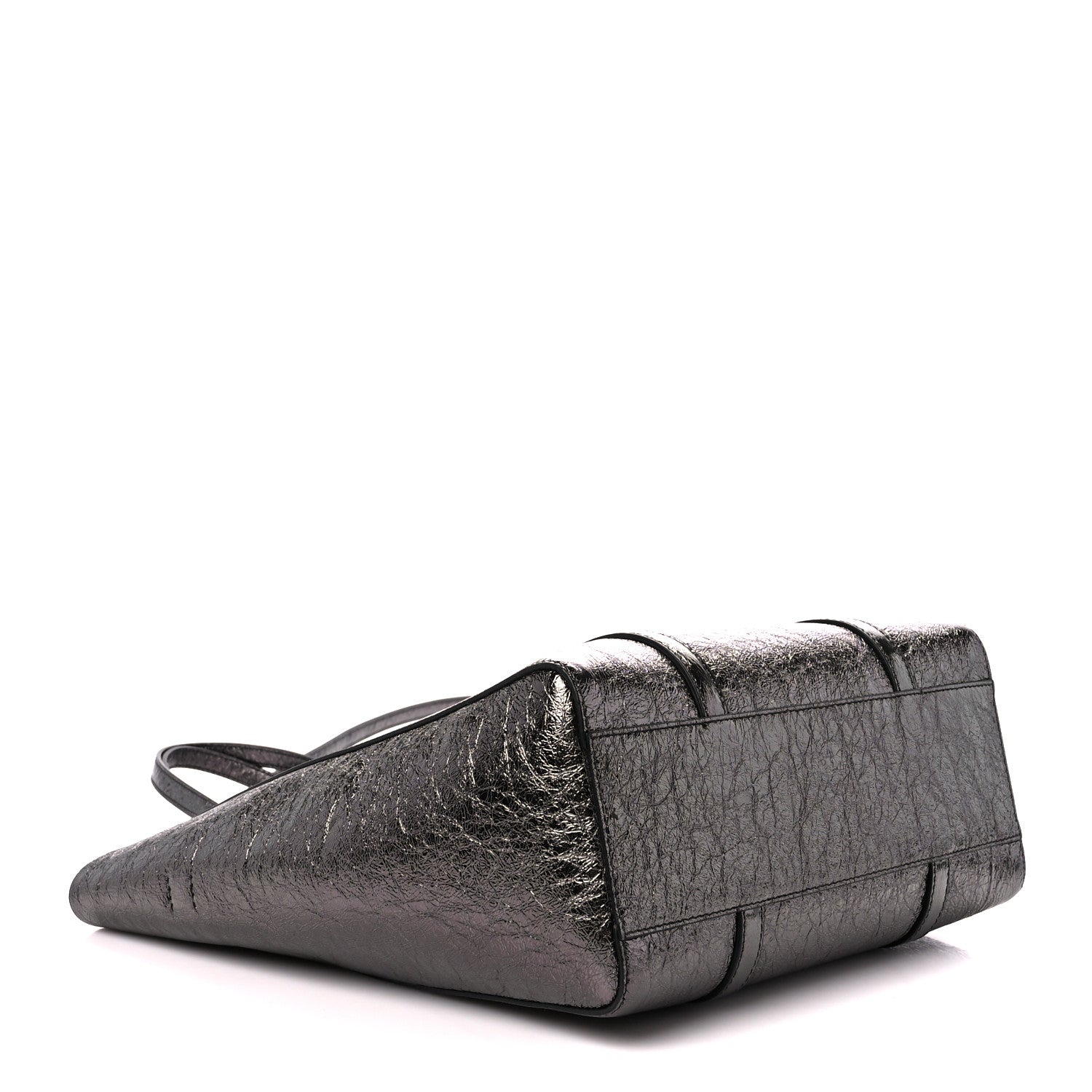 Balenciaga Metallic Textured Calfskin Logo Everyday Tote Black 4 of 10