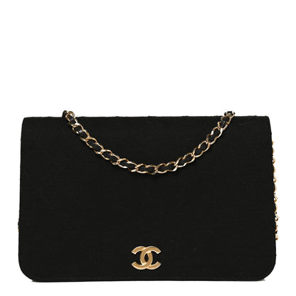 Chanel Jersey Quilted Wallet On Chain WOC Black 1 of 12