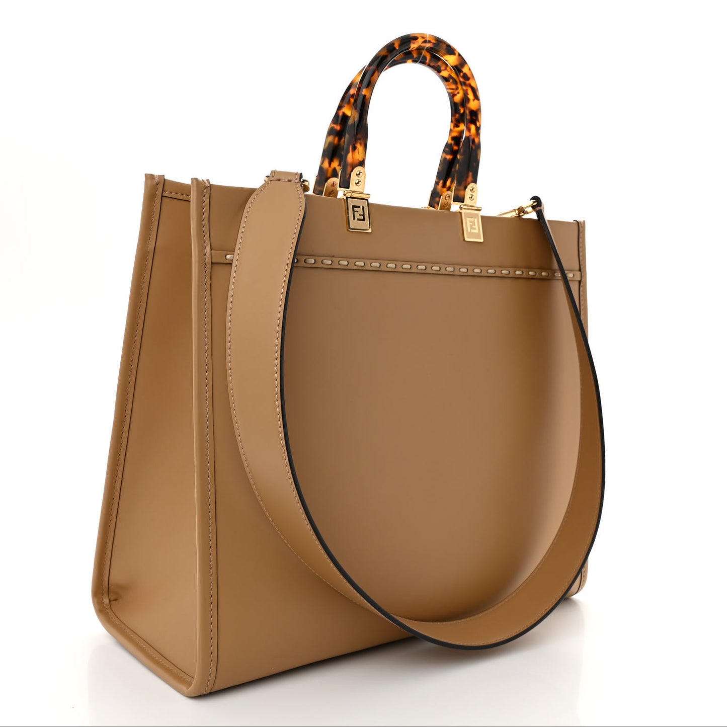 Vitello King Plexiglass Elaphe Python Print Medium Fendi Sunshine Shopper Tote Miele Scuro Makeup