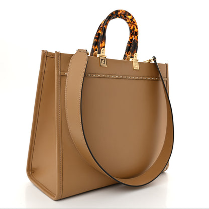 Fendi Vitello King Plexiglass Elaphe Python Print Medium Fendi Sunshine Shopper Tote Miele Scuro Makeup 3 of 9