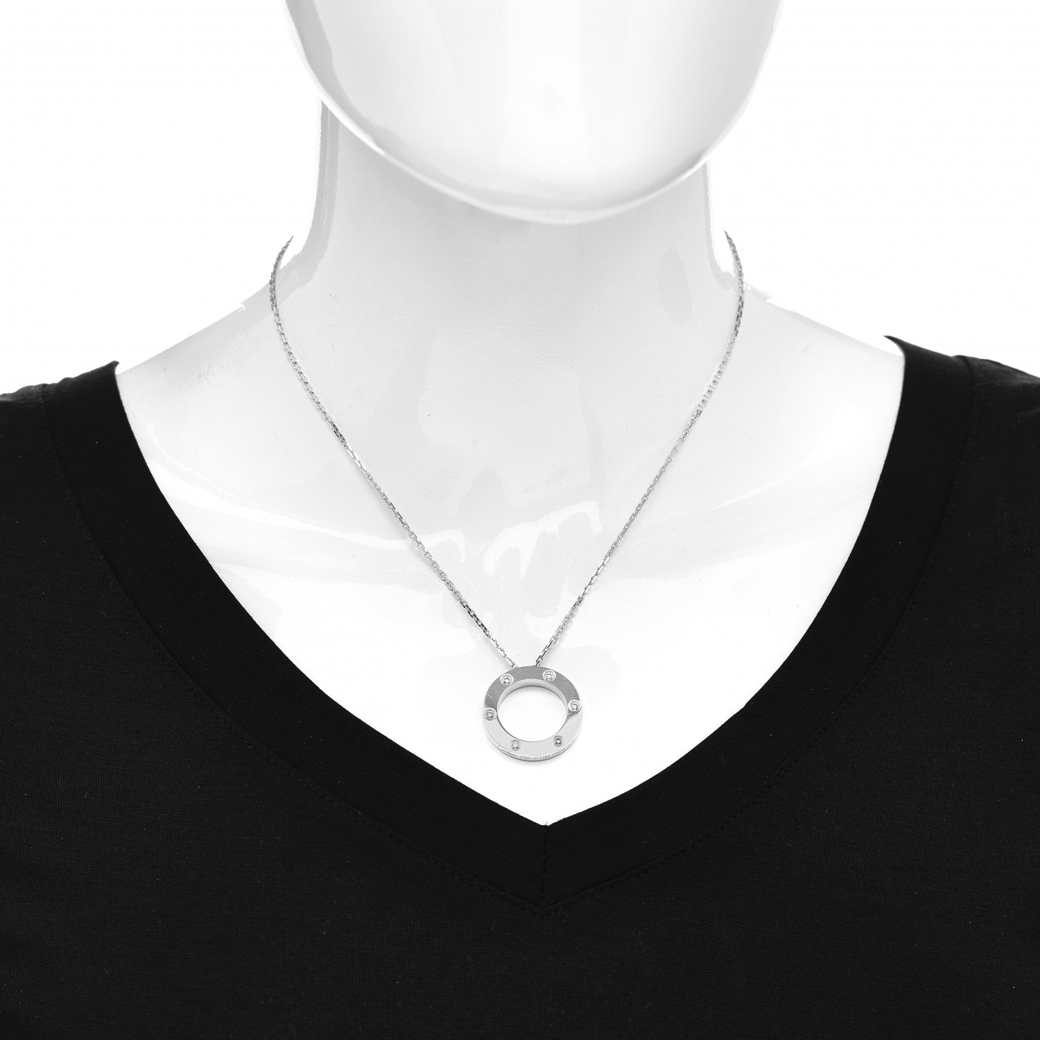 Cartier 18K White Gold 6 Diamonds LOVE Pendant Necklace 2 of 5